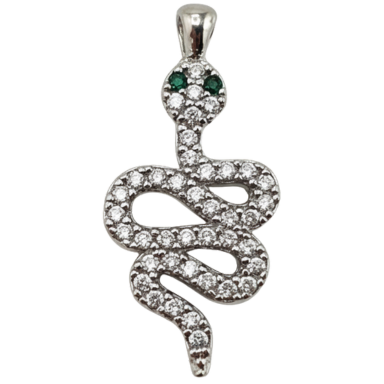 Silver Snake Charm Pendant