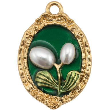 Twin Pearl Blossom Charm Pendant