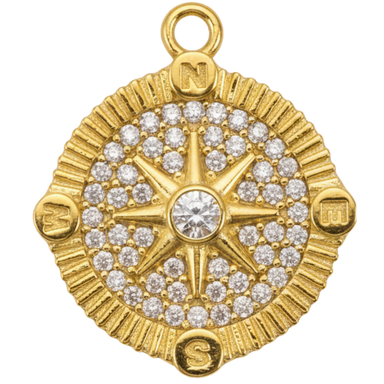 Golden Crystal Compass Charm