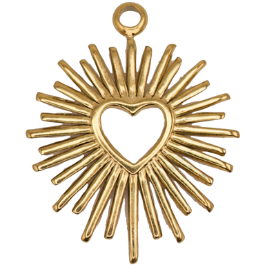 Golden Sunny Heart Charm