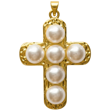 Pearl Dots Cross Charm Pendant
