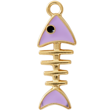 Purple Fishbone Charm Pendant