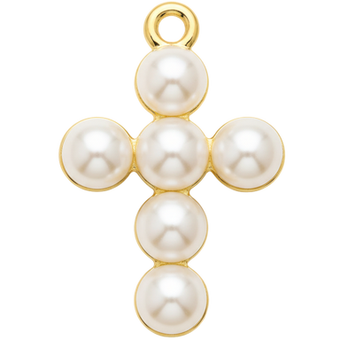 Shiny Pearl Cross Charm Pendant