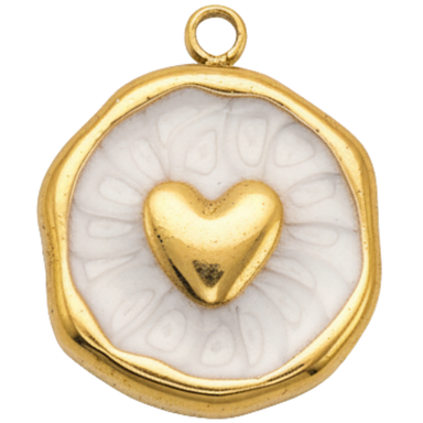 White Heart Coin Charm