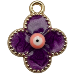 Purple Evil Eye Flower Charm