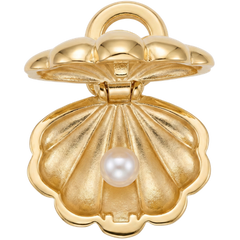 Open Clam Shell Pearl Charm