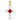 Gold plated brass cross pendant charm with white pearl and red stone accent on clean background