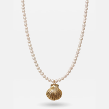 Golden Siren Pearl Necklace – Freshwater Pearl & Shell Charm by PRASINOUS