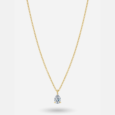 Gold Radiant Drop Solitaire Necklace