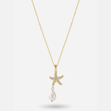 Gold Starfish Freshwater Pearl Necklace