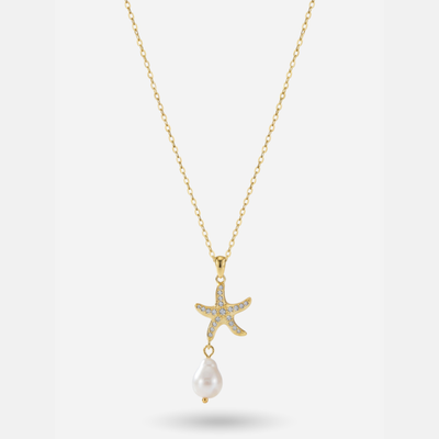 Gold Starfish Freshwater Pearl Necklace