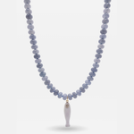 Midnight Azul Lucky Fish Gemstone Necklace | Blue Chalcedony Stone