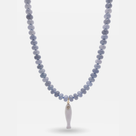 Midnight Azul Lucky Fish Gemstone Necklace | Blue Chalcedony Stone