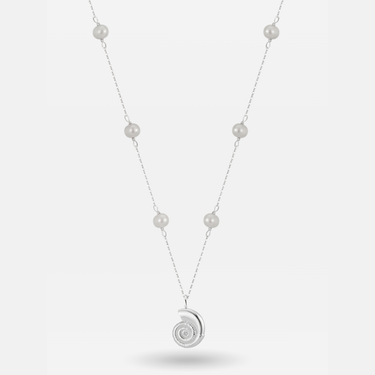Silver Ammonite Freshwater Pearl Necklace
