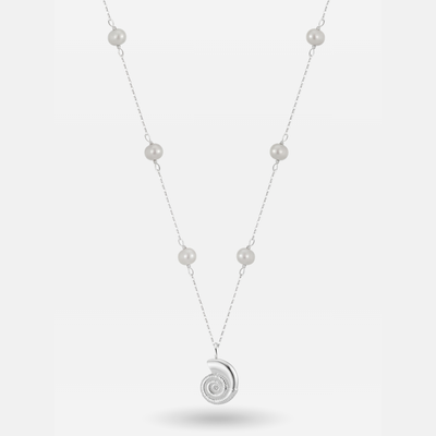 Silver Ammonite Freshwater Pearl Necklace