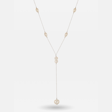 Freshwater Pearl Long Chain Necklace | Silver Coastal Lariat