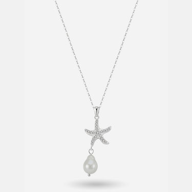 Silver Starfish Freshwater Pearl Necklace