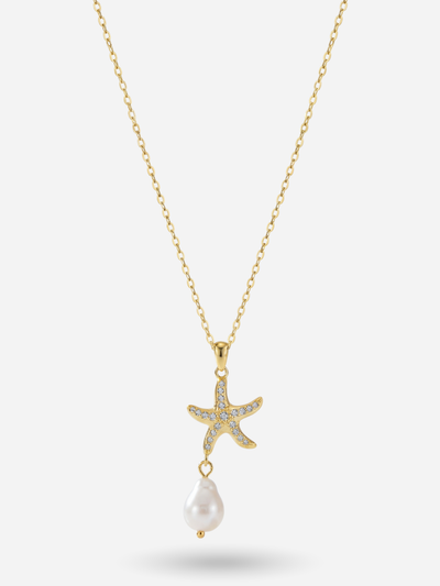 Gold Starfish Pearl Necklace