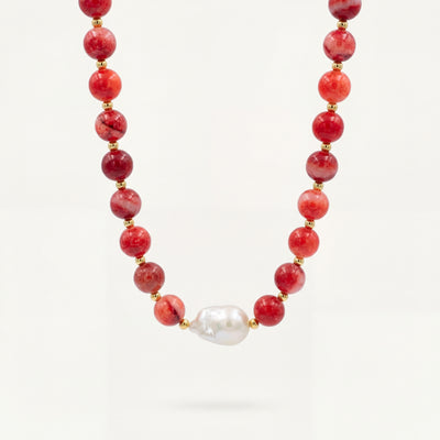 Velvet Kiss Pearl Natural Gemstone Necklace | Jade & Baroque Pearl
