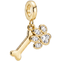Best Friend Forever Dog Bone Paw Print Charm