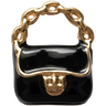 Black enamel bag charm pendant on a clean white background