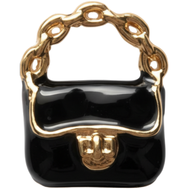 Black enamel bag charm pendant on a clean white background
