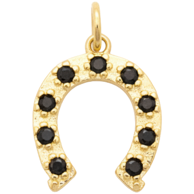 Black Star Horseshoe Charm