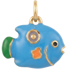 Blue Enamel Fish Charm - Collectible