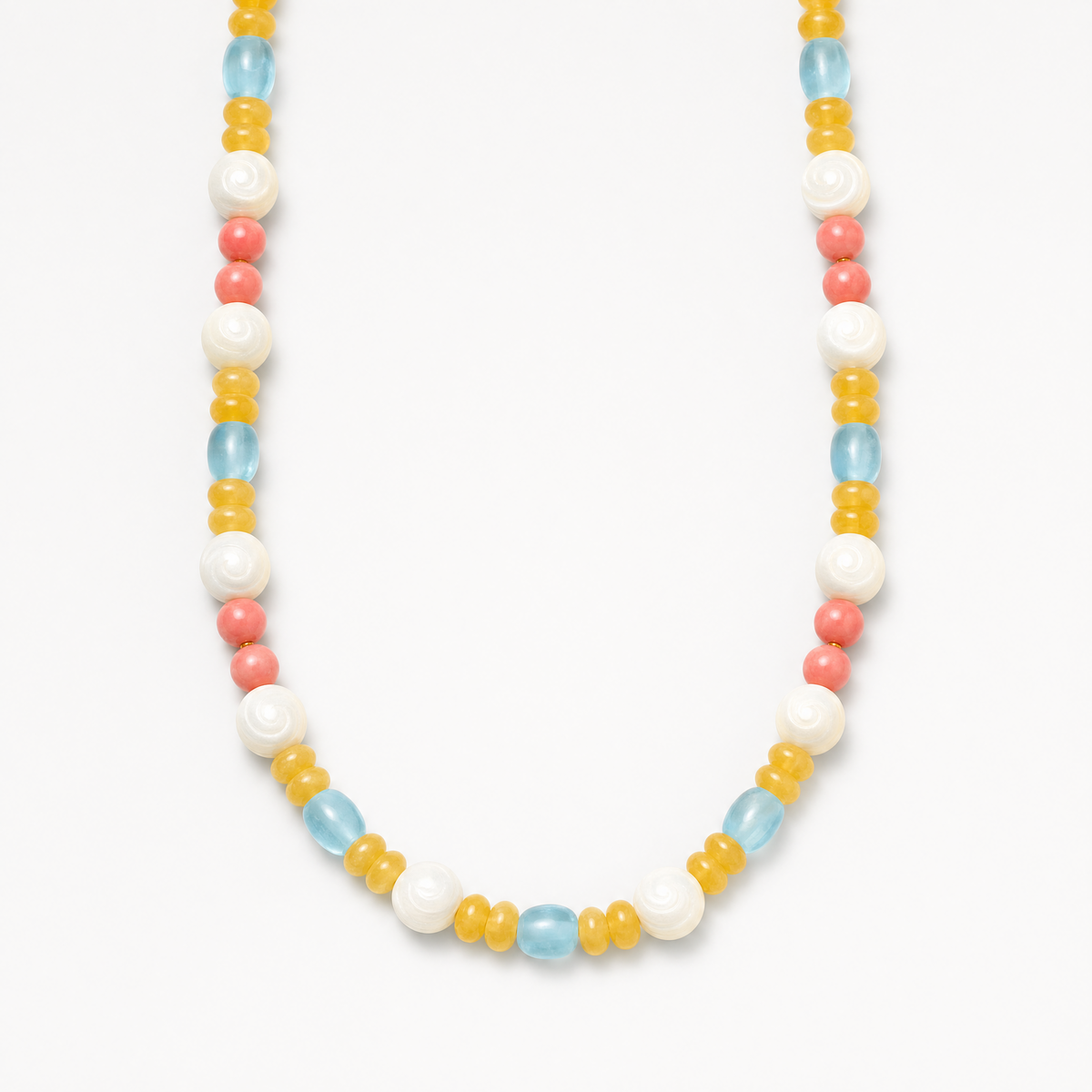 Candy Shell Beaded Necklace - Mother of Pearl Jade Agate – PRASINOUS