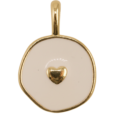 Creamy Heart Coin Charm