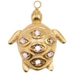 Golden Tortoise Charm Pendant