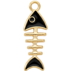 Black Fishbone Charm Pendant