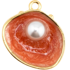 Fiery Red Oyster Pearl Charm