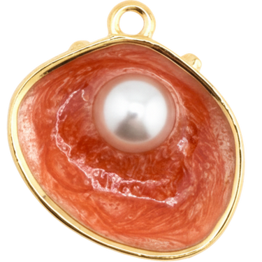 Fiery Red Oyster Pearl Charm
