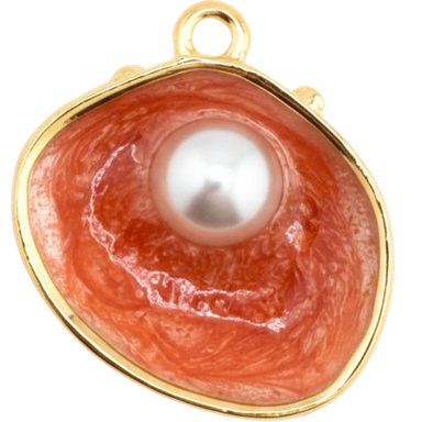 Fiery Red Oyster Pearl Charm