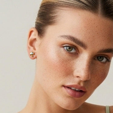 fungia-gold-mushroom-stud-earrings-worn-model
