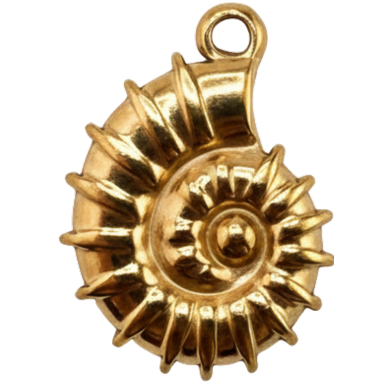 Golden Ammonite Fossil Charm