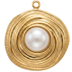 Gold Swirl Pearl Charm