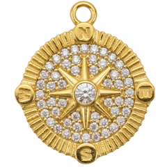 Golden Crystal Compass Charm