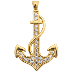 Golden Harbor Anchor Charm Pendant