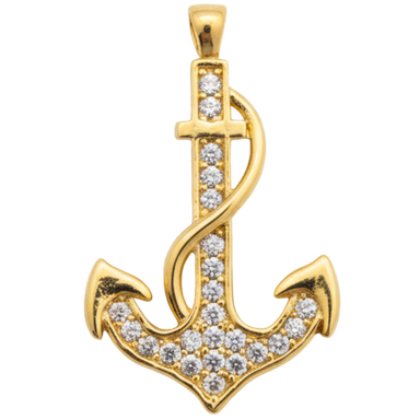Golden Harbor Anchor Charm Pendant