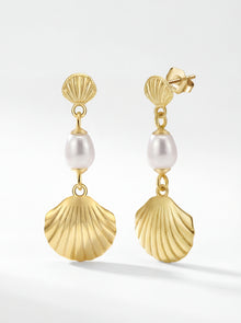 Seashell Freshwater Pearl Drop Earrings – Key West Special