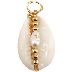 Golden Pearl Beads Shell Charm
