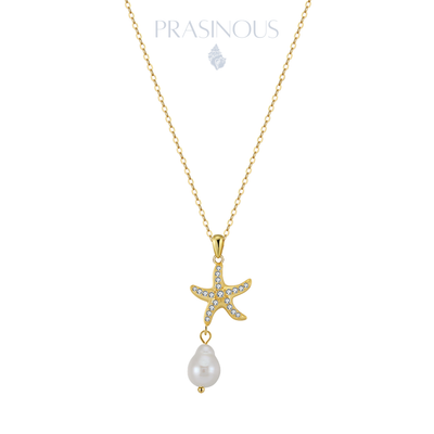 Gold Starfish Pearl Necklace