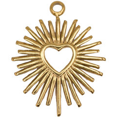 Golden Sunny Heart Charm