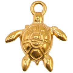 Golden Sea Turtle Charm Pendant