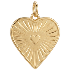 Heart Sunburst Engraved Charm