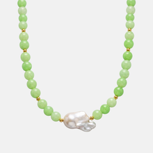 Lambogreeny Pearl Natural Gemstone Necklace | Jade & Baroque Pearl
