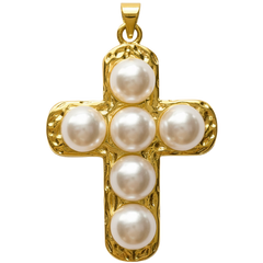 Pearl Dots Cross Charm Pendant