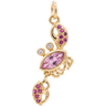 Gold plated pink baby crab charm pendant on white background